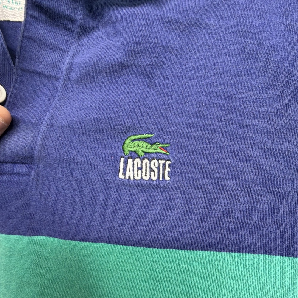 Vintage Izod Lacoste Polo Shirt Men L Navy Blue Cotton Rugby Crocodile Pullover - Picture 2 of 7